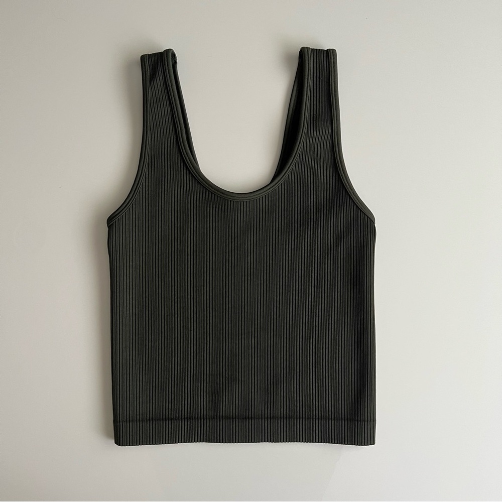dark green ribbed crop top, xs